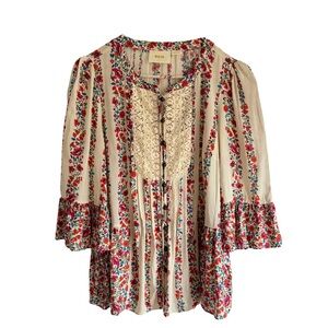 Anthropologie Maeve Hiver Floral Peasant Blouse